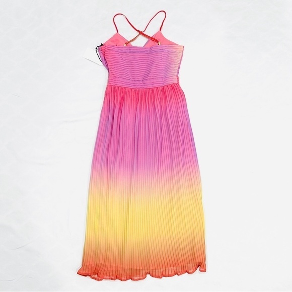 NWT LEITH Ombré Gradient Pink Lemonade Pleated Sleeveless Dress - Picture 8 of 10